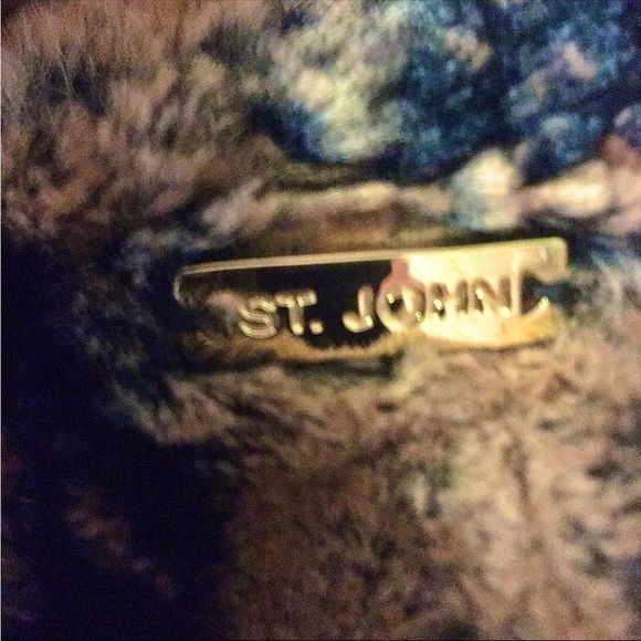 ST. JOHN BLACK LEATHER AND 80% WOOL JACKET - Picture 13 of 13